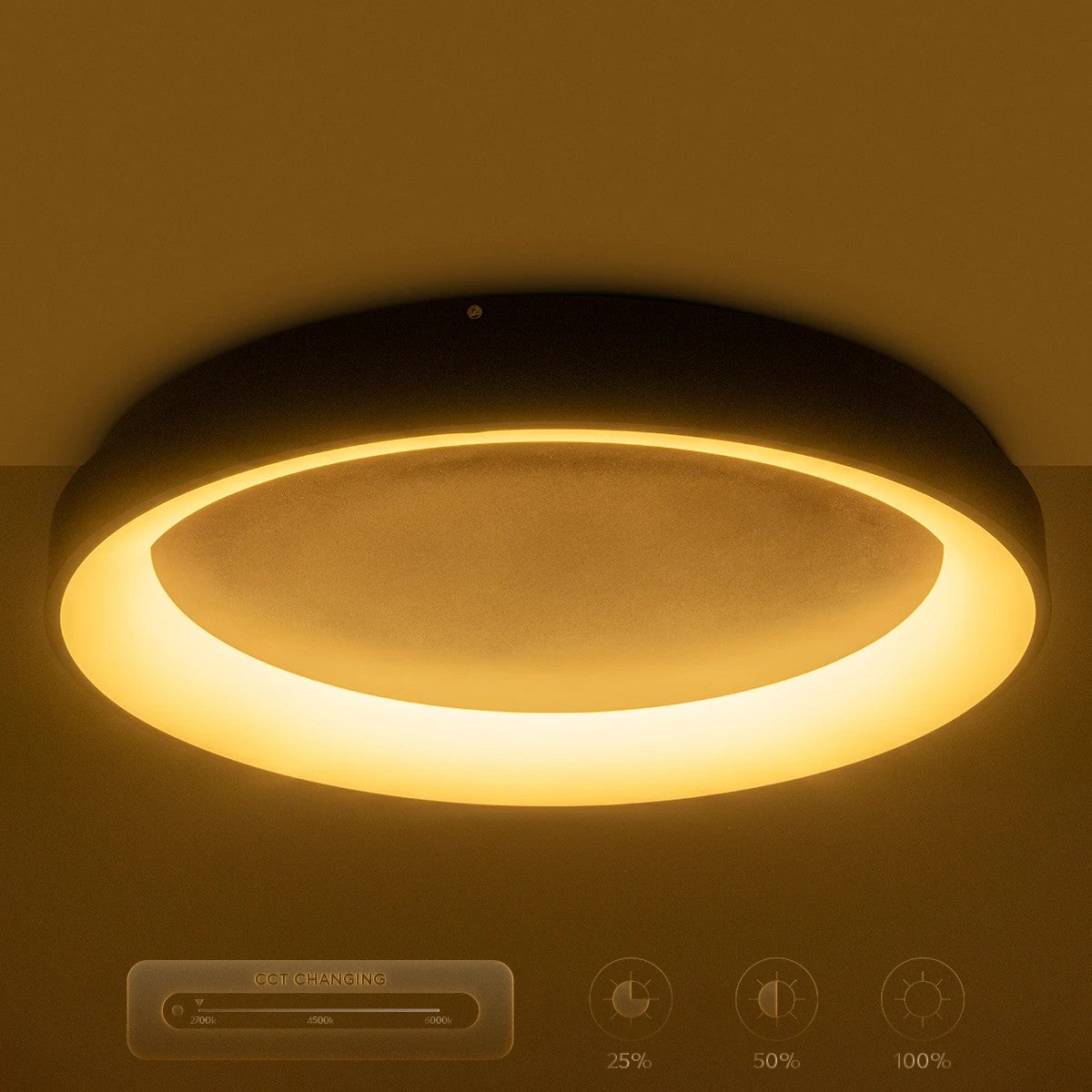 kelvo® SALEM KLV-101-0280 Φωτιστικό Οροφής LED 75W 7500lm 120° AC 220-240V IP20 Ρυθμιζόμενο Λευκό CCT με Χειριστήριο από 2700K έως 6000K Dimmable - Lumileds SMD Chip - Καφέ Ματ - Μ45 x Π45 x Υ9.5cm - 3 Χρόνια Εγγύηση