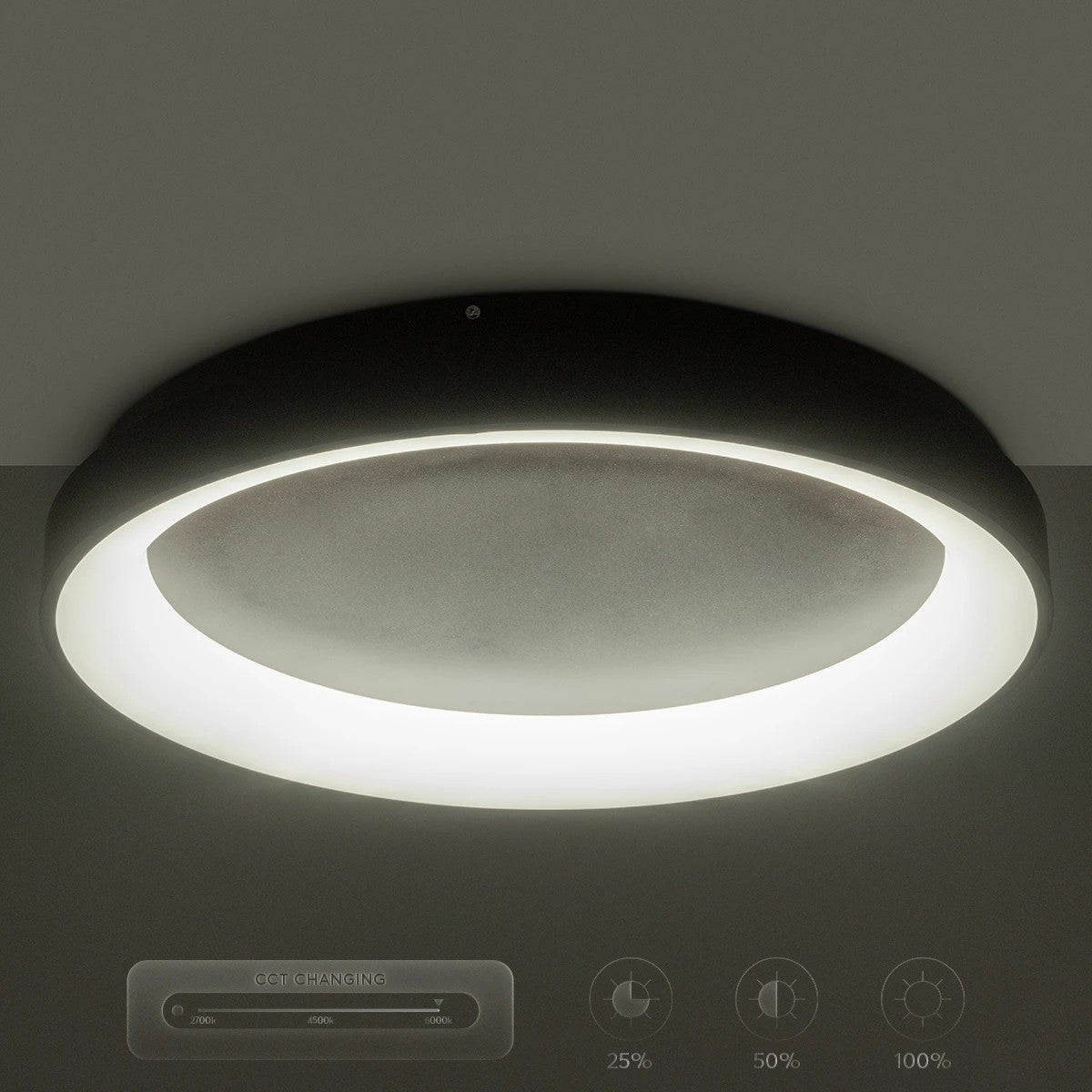 kelvo® SALEM KLV-101-0284 Φωτιστικό Οροφής LED 105W 10500lm 120° AC 220-240V IP20 Ρυθμιζόμενο Λευκό CCT με Χειριστήριο από 2700K έως 6000K Dimmable - Lumileds SMD Chip - Καφέ Ματ - Μ60 x Π60 x Υ9.5cm - 3 Χρόνια Εγγύηση