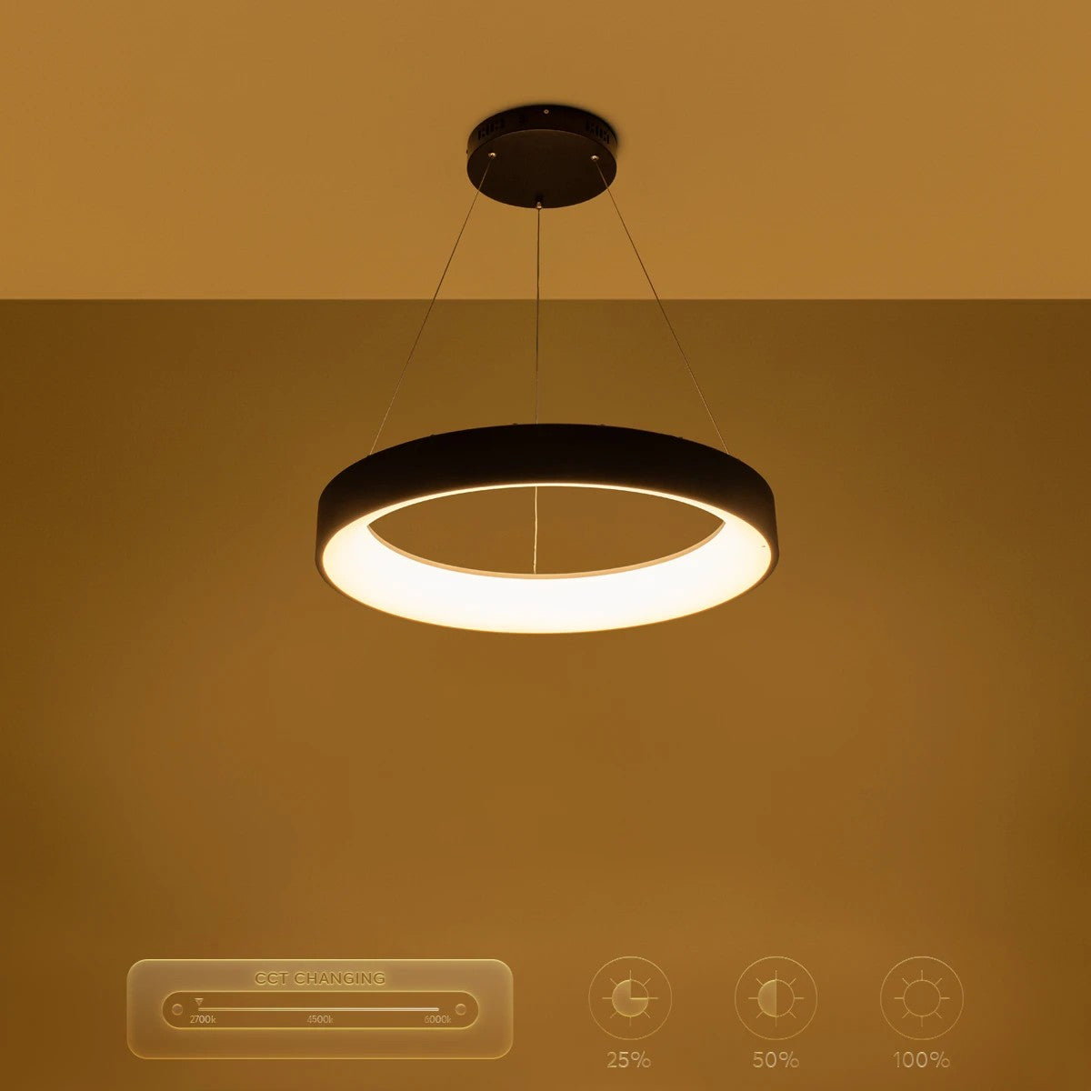 kelvo® SALEM KLV-101-0289 Κρεμαστό Φωτιστικό Οροφής LED 105W 10500lm 120° AC 220-240V IP20 Ρυθμιζόμενο Λευκό CCT με Χειριστήριο από 2700K έως 6000K Dimmable - Lumileds SMD Chip - Μαύρο Ματ - Μ60 x Π60 x Υ6cm - 3 Χρόνια Εγγύηση