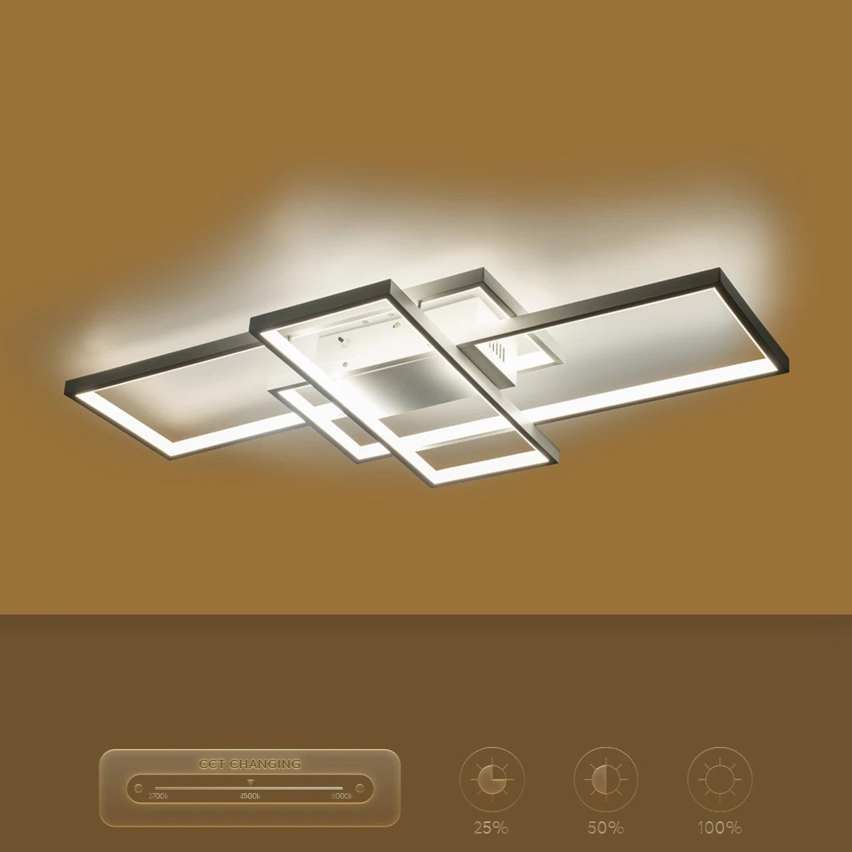kelvo® QUADRA KLV-101-0294 Φωτιστικό Οροφής LED 100W 10000lm 120° AC 220-240V IP20 Ρυθμιζόμενο Λευκό CCT με Χειριστήριο από 2700K έως 6000K Dimmable - Lumileds SMD Chip - Λευκό Ματ - Μ85 x Π45 x Υ9cm - 3 Χρόνια Εγγύηση