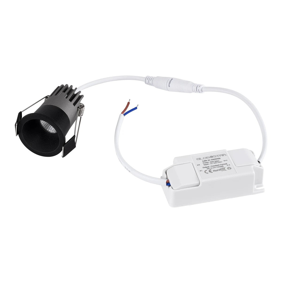 kelvo® DOT KLV-101-0299 Χωνευτό Φωτιστικό Downlight Σποτ LED 5W 625lm 38° AC 220-240V IP20 Θερμό Λευκό 2700K - Bridgelux COB Chip & TÜV SÜD Driver - Μαύρο Ματ - Μ4 x Π4 x Υ5.9cm / Q3.5cm - 5 Χρόνια Εγγύηση