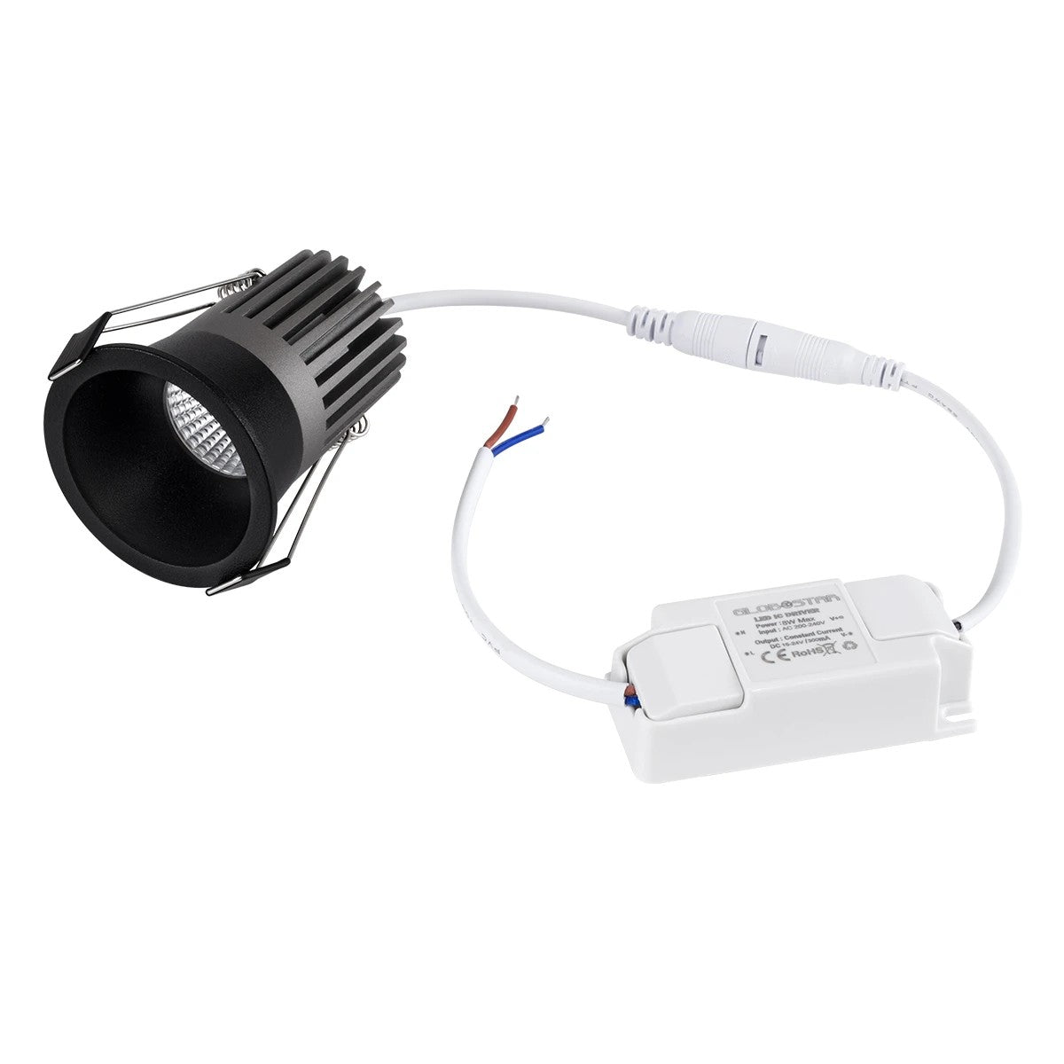 kelvo® DOT KLV-101-0308 Χωνευτό Φωτιστικό Downlight Σποτ LED 7W 910lm 38° AC 220-240V IP20 Φυσικό Λευκό 4500K - Bridgelux COB Chip & TÜV SÜD Driver - Μαύρο Ματ - Μ6 x Π6 x Υ7.8cm / Q5cm - 5 Χρόνια Εγγύηση