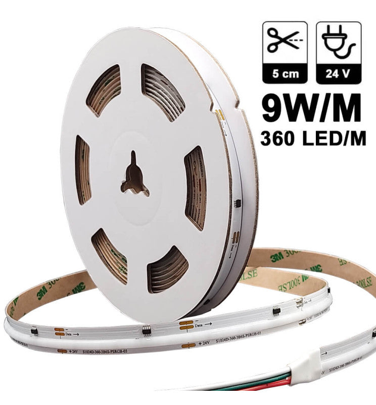 Ταινία Led 24V DC Bridgelux cob 9W/m RGBIC Matrix 360Led/m