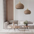 GloboStar® PANAMA 01952 Boho Κρεμαστό Φωτιστικό Καμπάνα Μονόφωτο 1 x E27 IP20 Καφέ & Μπεζ Ξύλο - Μ40 x Π40 x Υ34cm - ledmania.gr