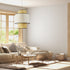 GloboStar® SAIGE 01917 Boho Κρεμαστό Φωτιστικό Οροφής Μονόφωτο 1 x E27 AC220-240V IP20 - Φ50 x Υ60cm - Μπεζ με Λευκό και Μαύρες Λεπτομέρειες Ξύλινο Μπαμπού Πλέγμα - 5 Χρόνια Εγγύηση - ledmania.gr