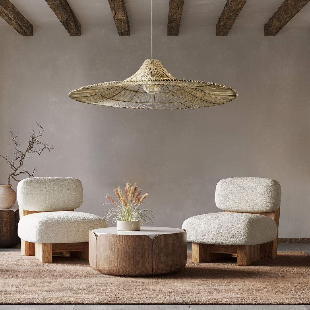GLOBOSTAR® PALERMO 02311 Boho Κρεμαστό Φωτιστικό Οροφής με Ντουί 1 x E27 AC 220-240V IP20 - Μπεζ - Μ160 x Π160 x Υ45cm