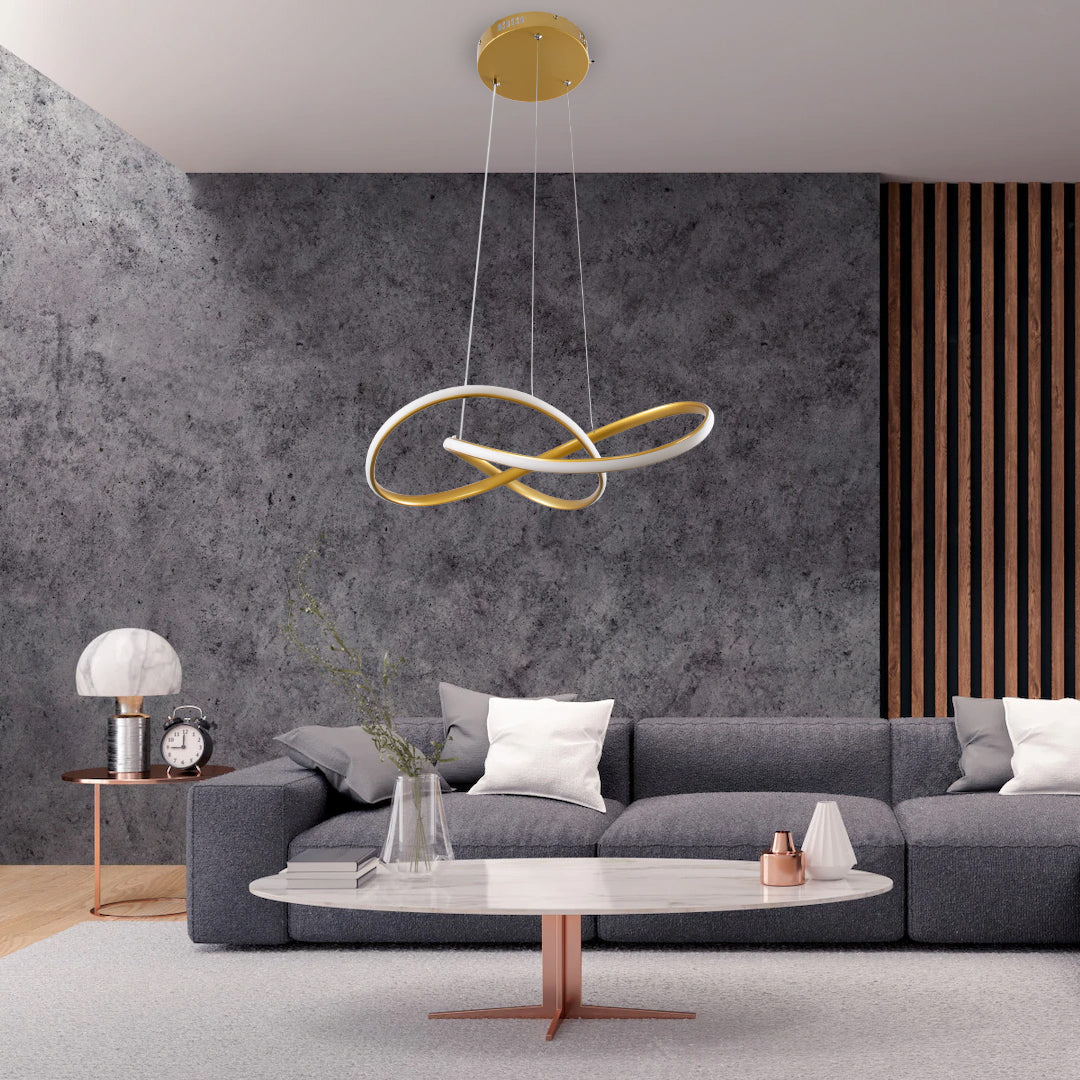 GLOBOSTAR® DEXTER 61051 Μοντέρνο Κρεμαστό Φωτιστικό Οροφής LED 72W 8064lm 300° AC 220-240V IP20 Ρυθμιζόμενο Λευκό CCT με Χειριστήριο από 2700K έως 6000K Dimmable - Lumileds SMD Chip - Χρυσό Βούρτσας - Μ56 x Π56 x Υ14cm - 3 Χρόνια Εγγύηση - ledmania.gr