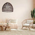 GloboStar® MALIBU 00970 Boho Κρεμαστό Φωτιστικό Πλέγμα Μονόφωτο 1 x E27 IP20 Καφέ Ξύλο - Μ40 x Π40 x Υ35cm - ledmania.gr