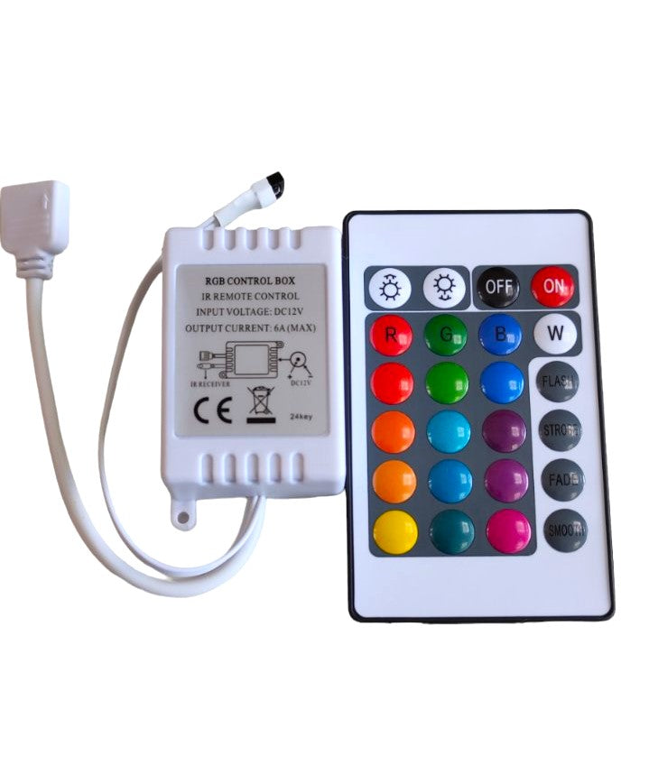 RGB Ταινία Led Kit 300Led- 5μετρα-Εξαιρετικης Ποιότητας 16-18lm/L -12vDc με Ασύρματο Χειριστηριο και 5A Τροφοδοτικο - ledmania.gr