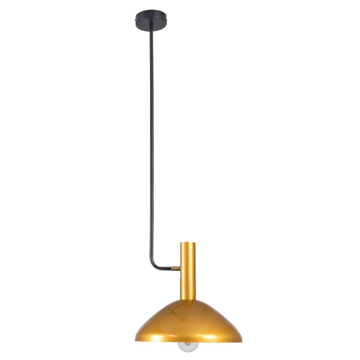 GloboStar® KATIE 00538 Μοντέρνο Φωτιστικό Οροφής Μονόφωτο Μαύρο - Χρυσό Μεταλλικό Καμπάνα Φ30 x Υ120cm - ledmania.gr