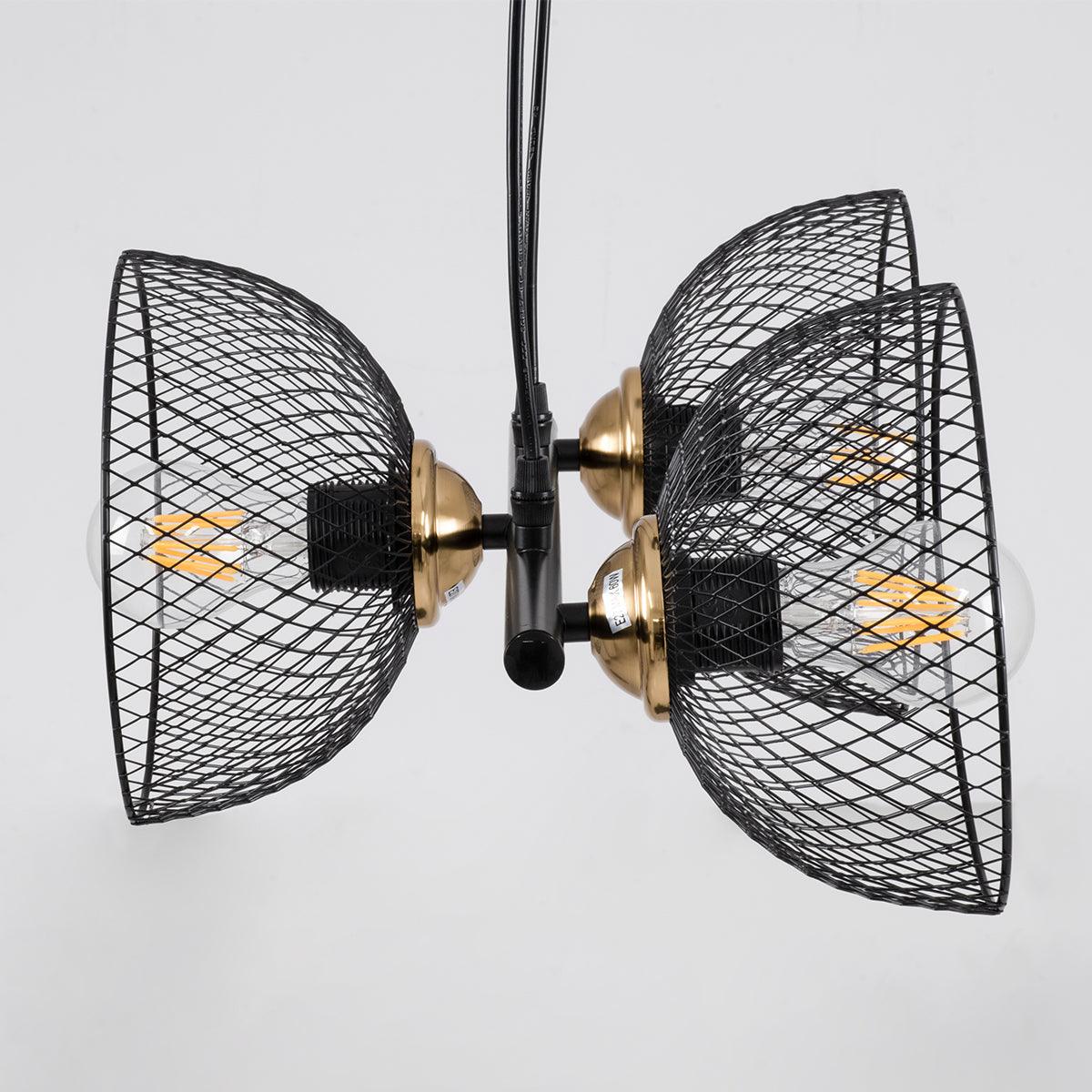GloboStar® VERONA 00586 Μοντέρνο Κρεμαστό Φωτιστικό Οροφής Τρίφωτο Μαύρο Μεταλλικό Πλέγμα Μ50 x Π28 x Υ20cm - ledmania.gr