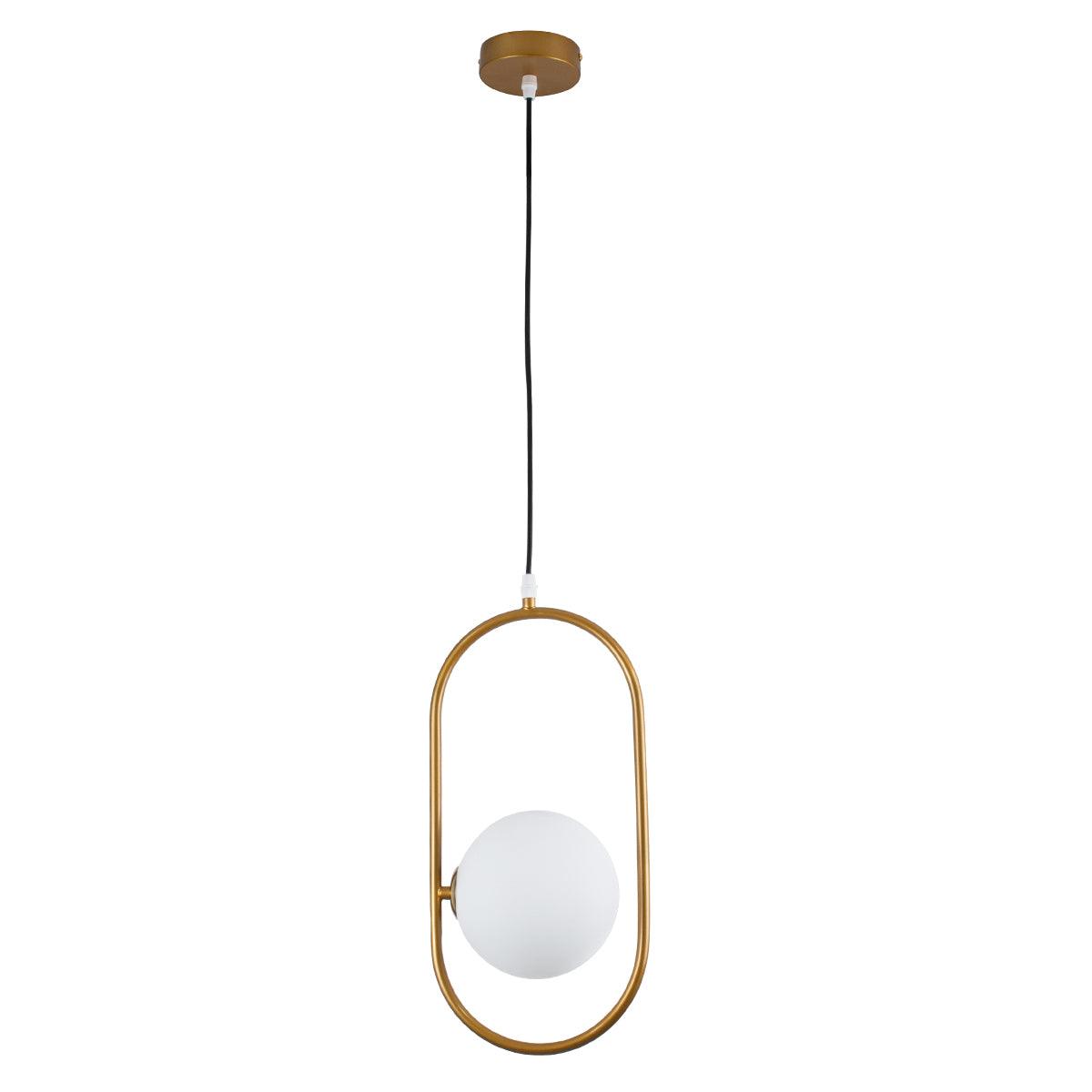 GloboStar® HAMBURG 00590 Μοντέρνο Κρεμαστό Φωτιστικό Οροφής Μονόφωτο Χρυσό Μεταλλικό Γυάλινο Μπάλα Μ20 x Π15 x Υ40cm - ledmania.gr