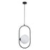 GloboStar® HAMBURG 00591 Μοντέρνο Κρεμαστό Φωτιστικό Οροφής Μονόφωτο Μαύρο Μεταλλικό Γυάλινο Μπάλα Μ25 x Π20 x Υ50cm - ledmania.gr