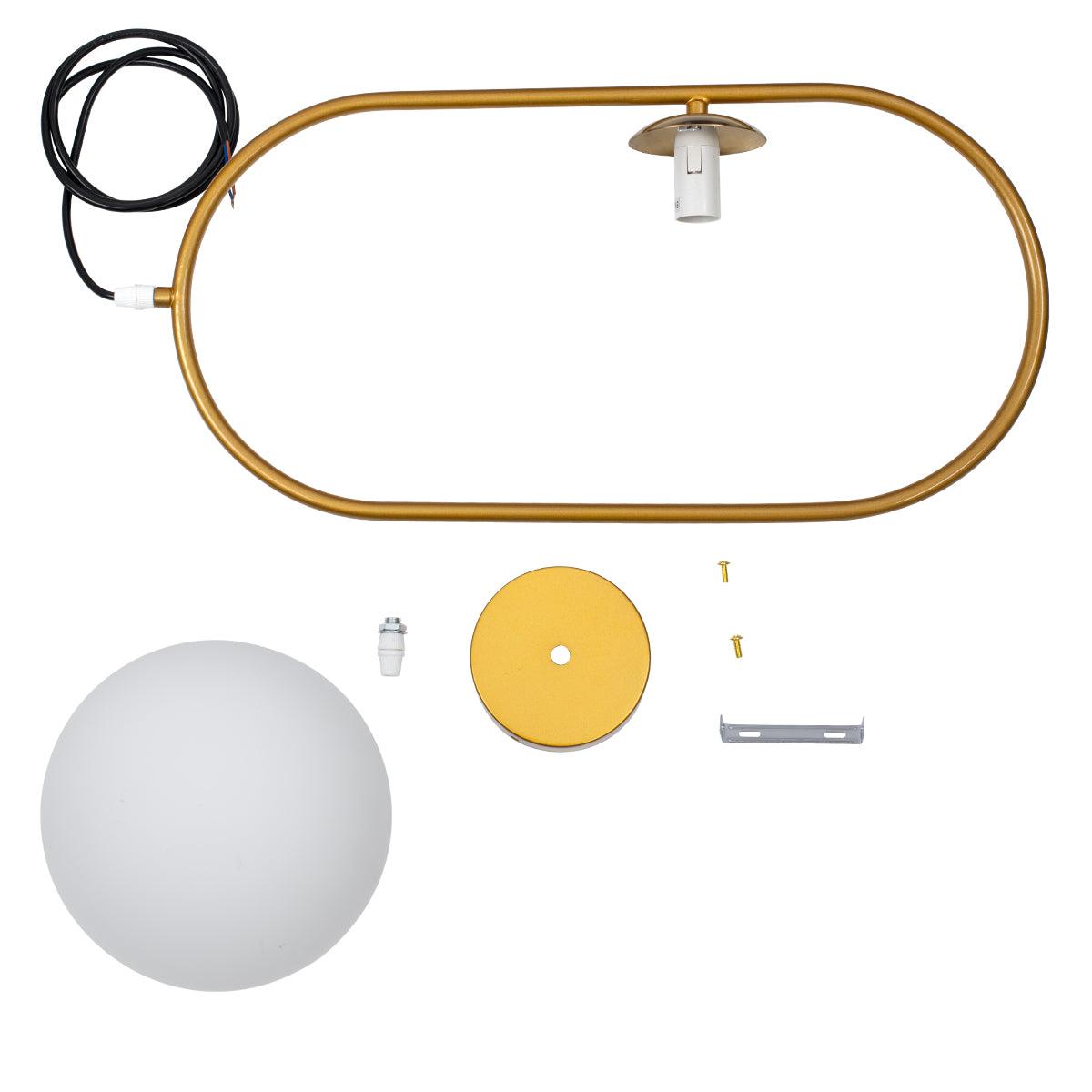 GloboStar® HAMBURG 00592 Μοντέρνο Κρεμαστό Φωτιστικό Οροφής Μονόφωτο Χρυσό Μεταλλικό Γυάλινο Μπάλα Μ25 x Π20 x Υ50cm - ledmania.gr