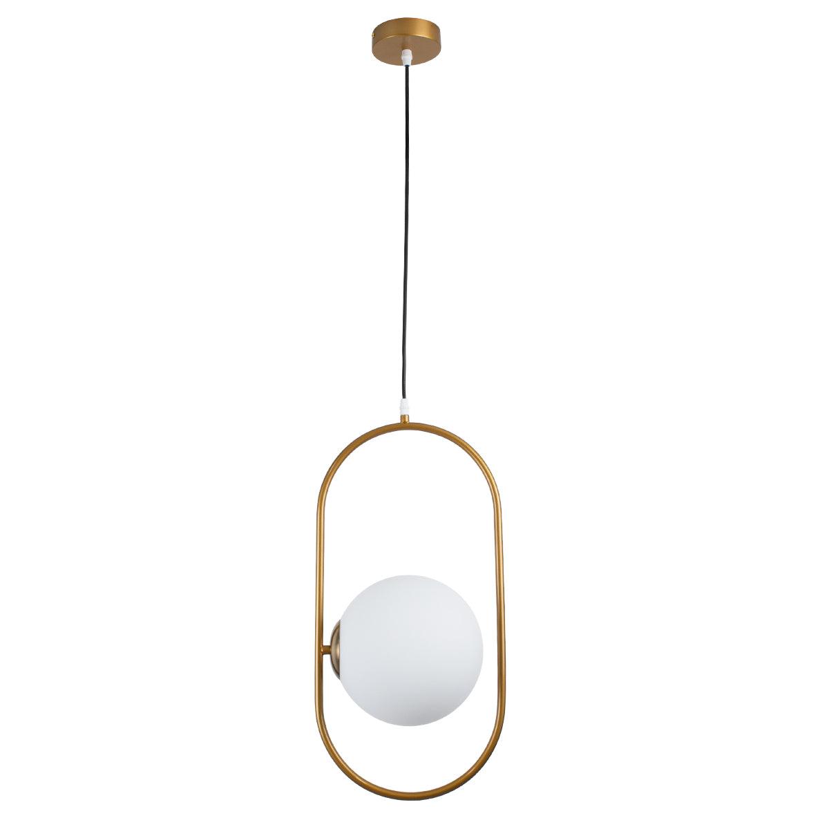 GloboStar® HAMBURG 00592 Μοντέρνο Κρεμαστό Φωτιστικό Οροφής Μονόφωτο Χρυσό Μεταλλικό Γυάλινο Μπάλα Μ25 x Π20 x Υ50cm - ledmania.gr