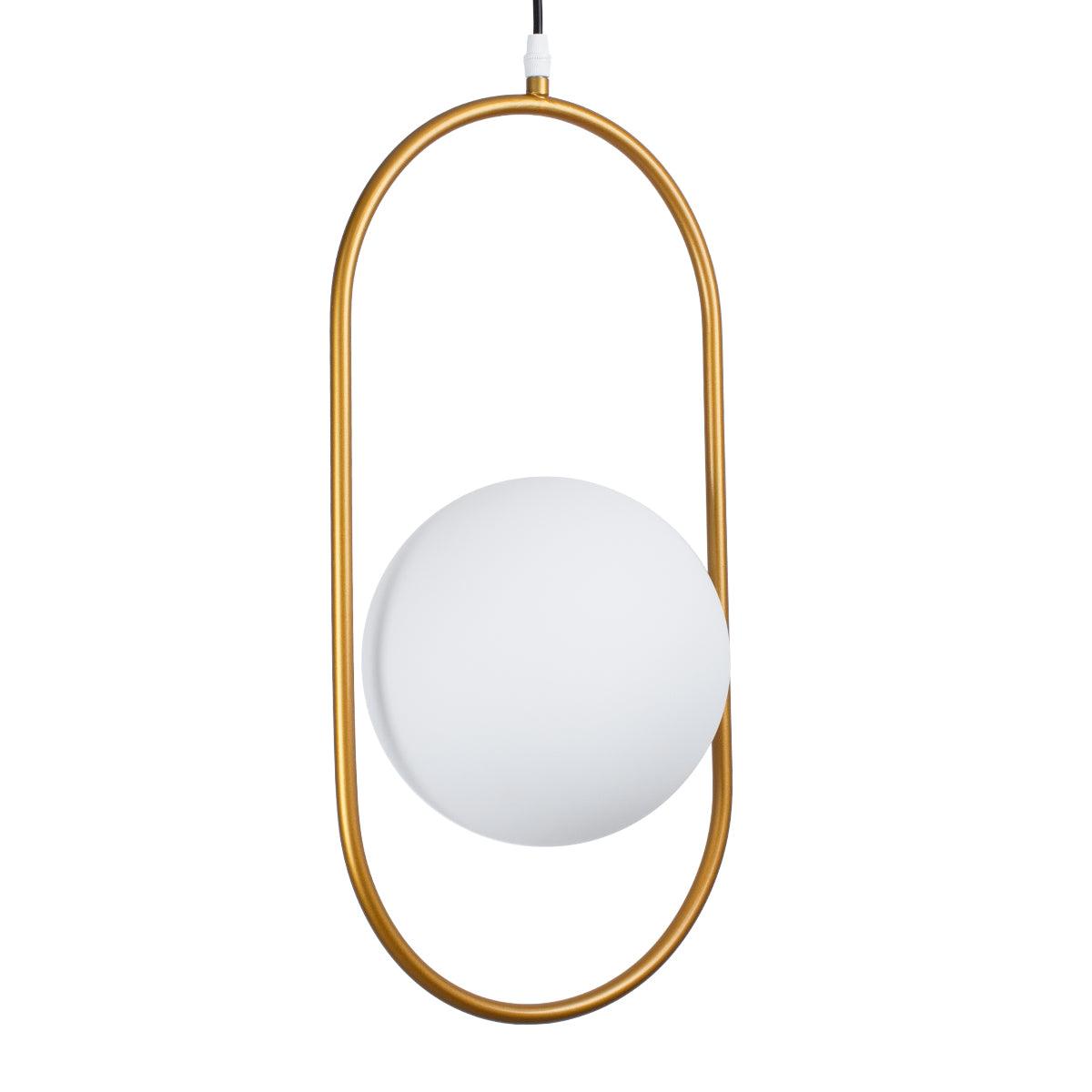 GloboStar® HAMBURG 00592 Μοντέρνο Κρεμαστό Φωτιστικό Οροφής Μονόφωτο Χρυσό Μεταλλικό Γυάλινο Μπάλα Μ25 x Π20 x Υ50cm - ledmania.gr