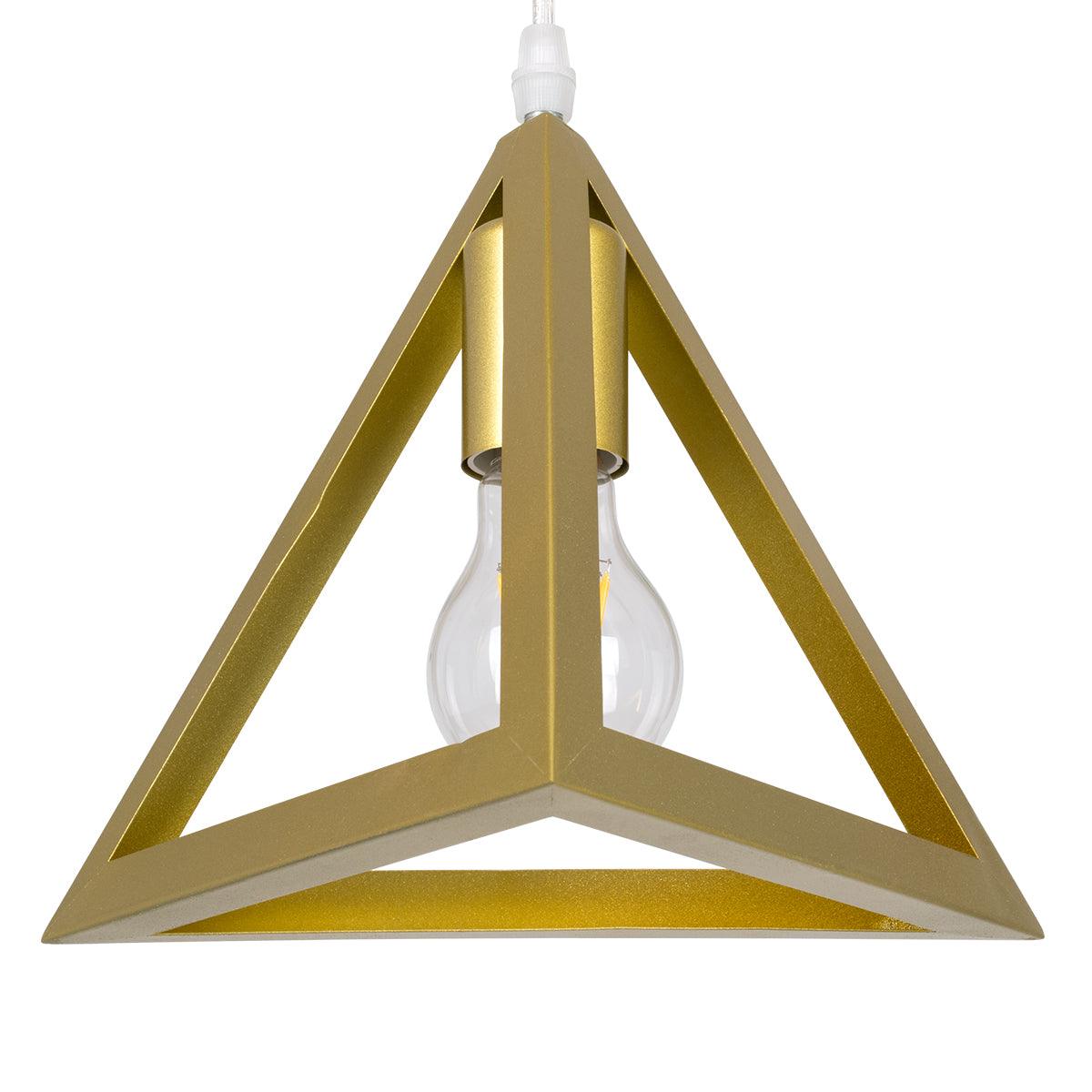 GloboStar® TRIANGLE 00610 Μοντέρνο Κρεμαστό Φωτιστικό Οροφής Πολύφωτο Χρυσό Μεταλλικό Πλέγμα Μ170 x Π22 x Y130cm - ledmania.gr