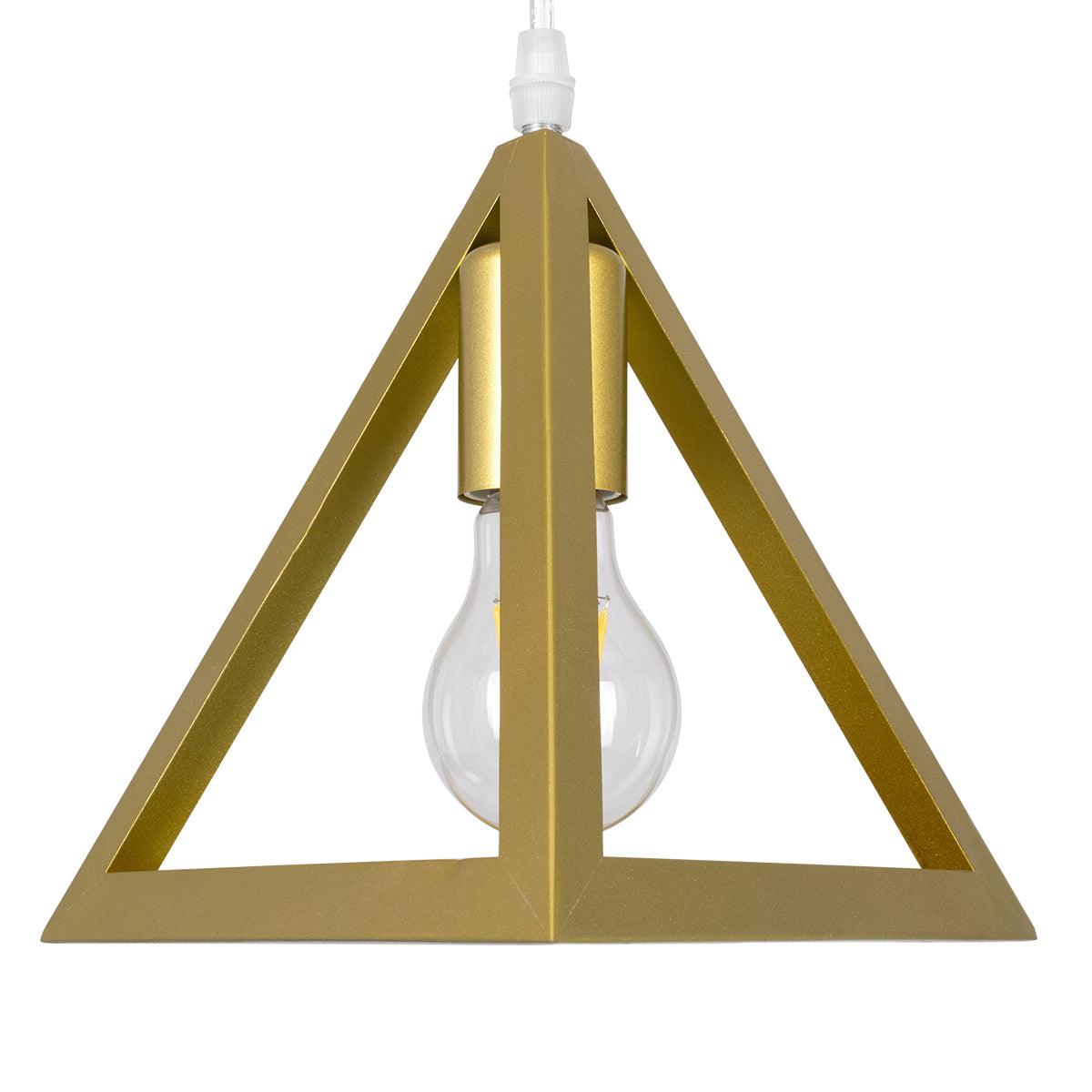 GloboStar® TRIANGLE 00610 Μοντέρνο Κρεμαστό Φωτιστικό Οροφής Πολύφωτο Χρυσό Μεταλλικό Πλέγμα Μ170 x Π22 x Y130cm - ledmania.gr