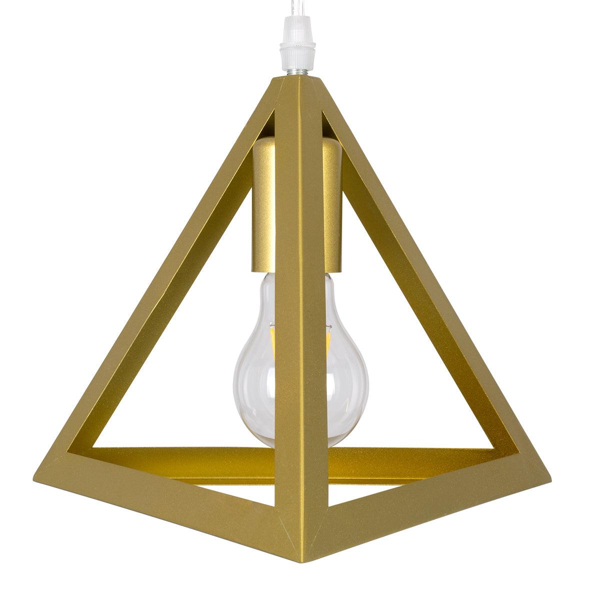 GloboStar® TRIANGLE 00610 Μοντέρνο Κρεμαστό Φωτιστικό Οροφής Πολύφωτο Χρυσό Μεταλλικό Πλέγμα Μ170 x Π22 x Y130cm - ledmania.gr