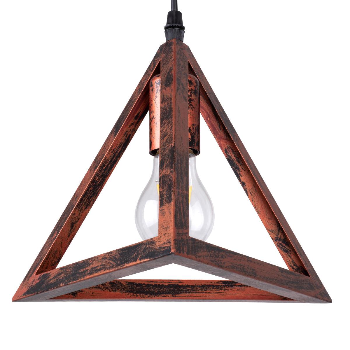 GloboStar® TRIANGLE 00623 Μοντέρνο Κρεμαστό Φωτιστικό Οροφής Τρίφωτο Χάλκινο Μεταλλικό Πλέγμα Μ70 x Π22 x Y130cm - ledmania.gr