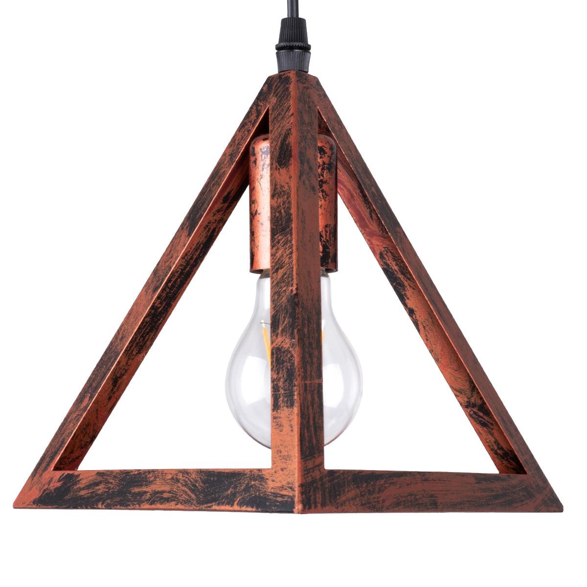 GloboStar® TRIANGLE 00623 Μοντέρνο Κρεμαστό Φωτιστικό Οροφής Τρίφωτο Χάλκινο Μεταλλικό Πλέγμα Μ70 x Π22 x Y130cm - ledmania.gr