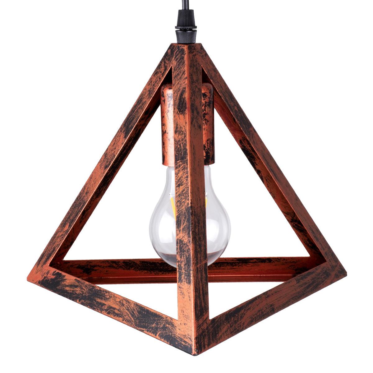 GloboStar® TRIANGLE 00623 Μοντέρνο Κρεμαστό Φωτιστικό Οροφής Τρίφωτο Χάλκινο Μεταλλικό Πλέγμα Μ70 x Π22 x Y130cm - ledmania.gr