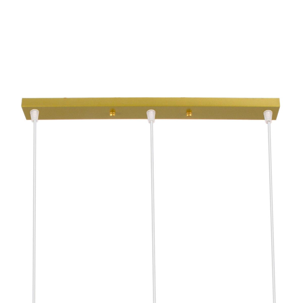 GloboStar® TRIANGLE 00625 Μοντέρνο Κρεμαστό Φωτιστικό Οροφής Τρίφωτο Χρυσό Μεταλλικό Πλέγμα Μ70 x Π22 x Y130cm - ledmania.gr