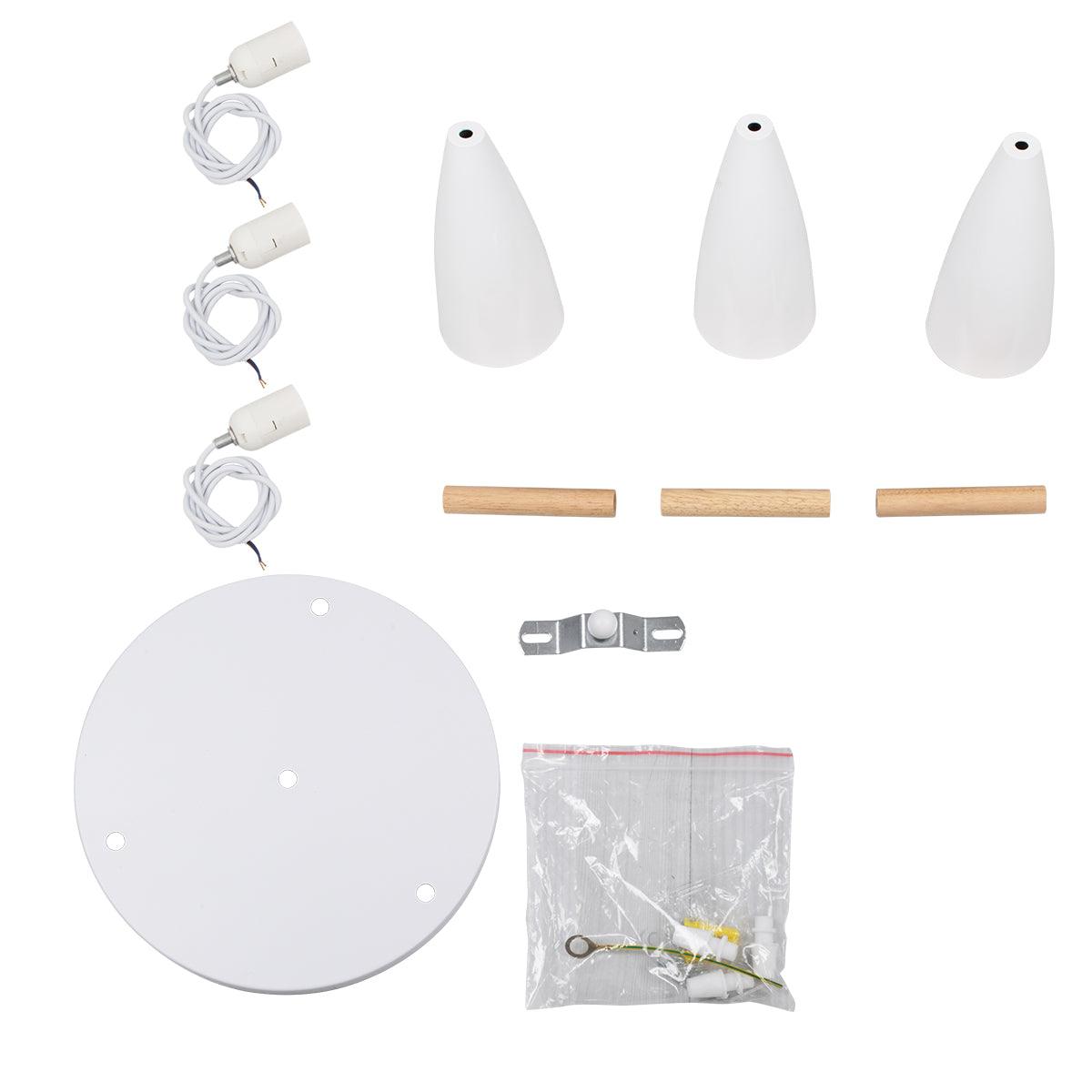 GloboStar® DILLON 00627 Μοντέρνο Κρεμαστό Φωτιστικό Οροφής Τρίφωτο Λευκό Μεταλλικό Καμπάνα Φ26 x Υ130cm - ledmania.gr
