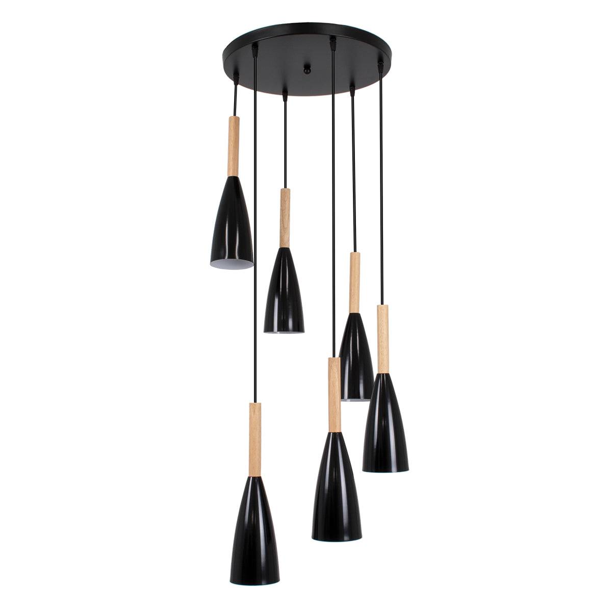 GloboStar® DILLON 00628 Μοντέρνο Κρεμαστό Φωτιστικό Οροφής Πολύφωτο Μαύρο Μεταλλικό Πλέγμα Φ52 x Υ130cm - ledmania.gr