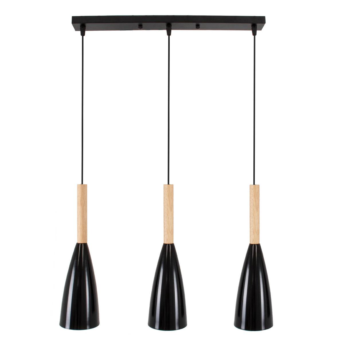GloboStar® DILLON 00630 Μοντέρνο Κρεμαστό Φωτιστικό Οροφής Τρίφωτο Μαύρο Μεταλλικό Πλέγμα Μ54 x Π14 x Υ130cm - ledmania.gr