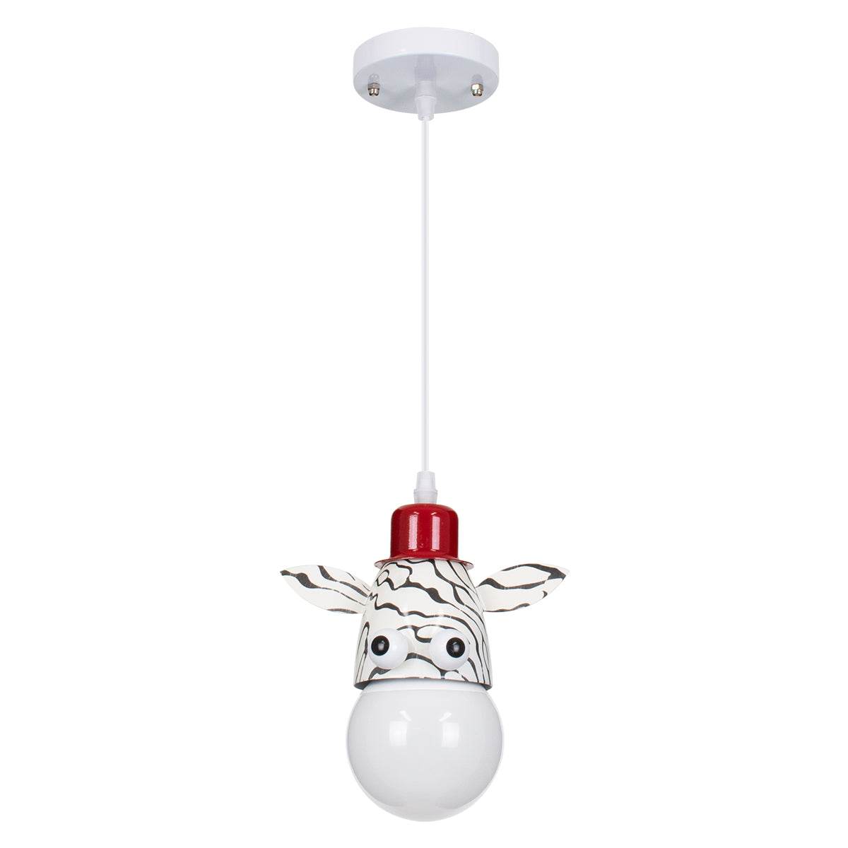 GloboStar® ZEBRA 00639 Μοντέρνο Κρεμαστό Παιδικό Φωτιστικό Οροφής Μονόφωτο Λευκό Μαύρο Μεταλλικό Μ19 x Π10.5 x Υ13.5cm - ledmania.gr