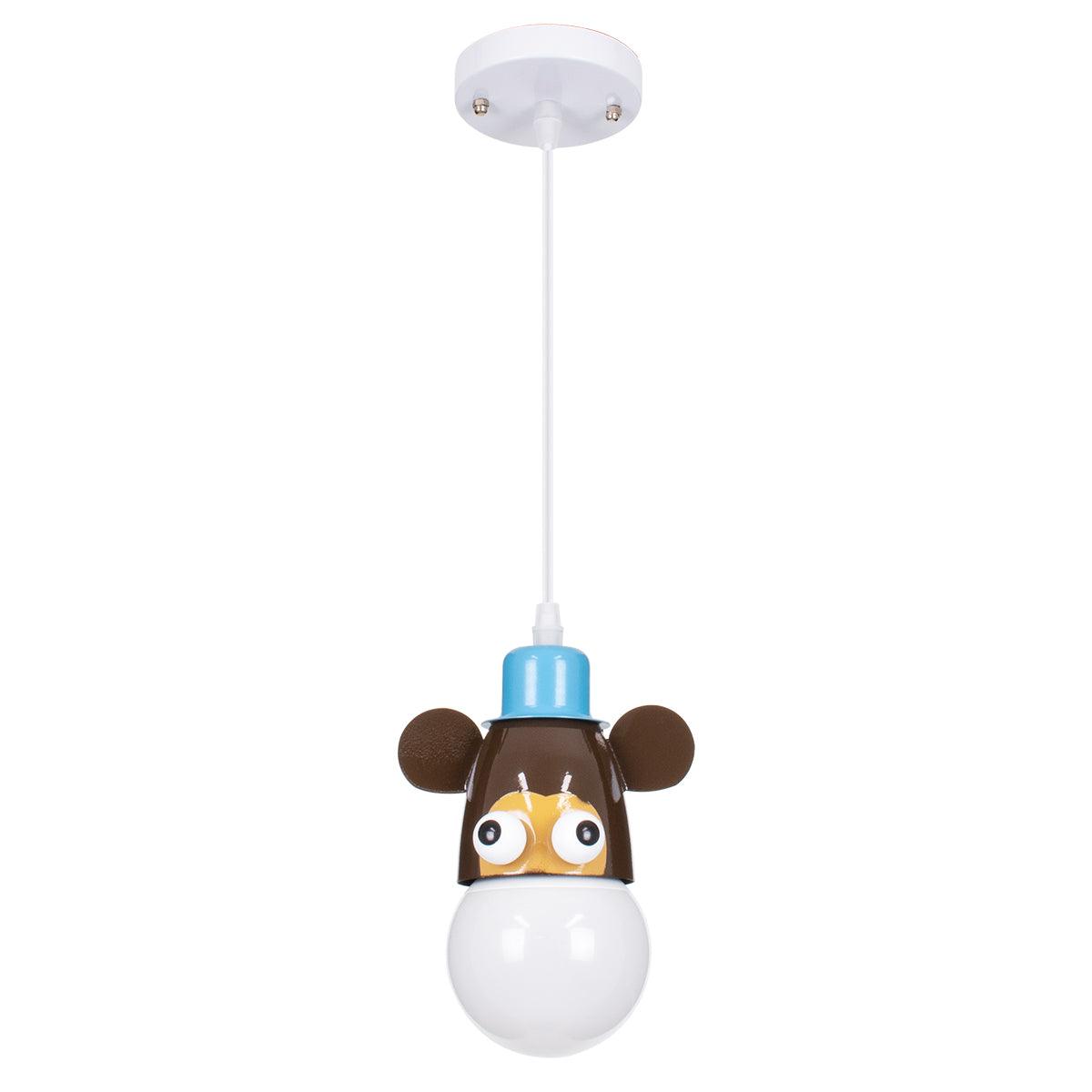 GloboStar® MONKEY 00640 Μοντέρνο Κρεμαστό Παιδικό Φωτιστικό Οροφής Μονόφωτο Γαλάζιο Καφέ Μεταλλικό Μ14.5 x Π10.5 x Υ13.5cm - ledmania.gr