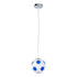 GloboStar® FOOTBALL 00644 Μοντέρνο Κρεμαστό Παιδικό Φωτιστικό Οροφής Μονόφωτο Γαλάζιο Λευκό Γυάλινο Φ15 x Υ18cm - ledmania.gr