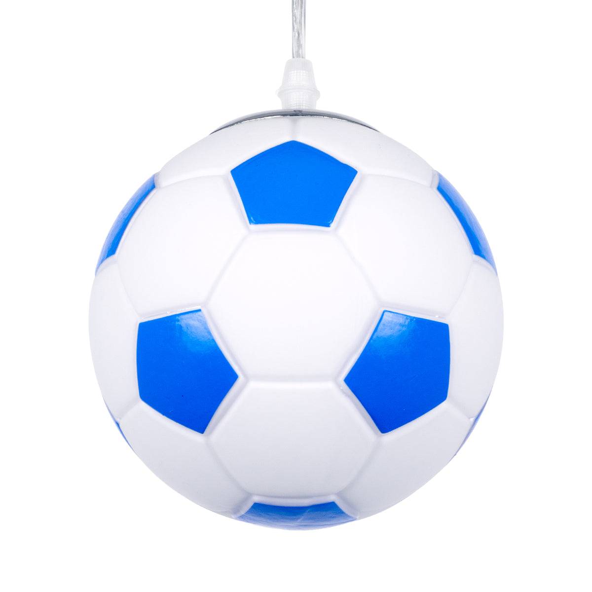 GloboStar® FOOTBALL 00644 Μοντέρνο Κρεμαστό Παιδικό Φωτιστικό Οροφής Μονόφωτο Γαλάζιο Λευκό Γυάλινο Φ15 x Υ18cm - ledmania.gr