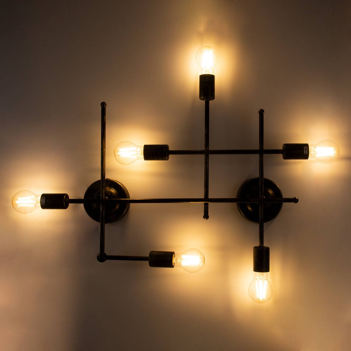 GloboStar® PIPING 00666-1 Vintage Industrial Φωτιστικό Οροφής Πολύφωτο Μπρούτζινο Μεταλλικό Πλέγμα Μ66 x Π9.5 x Υ49cm - ledmania.gr