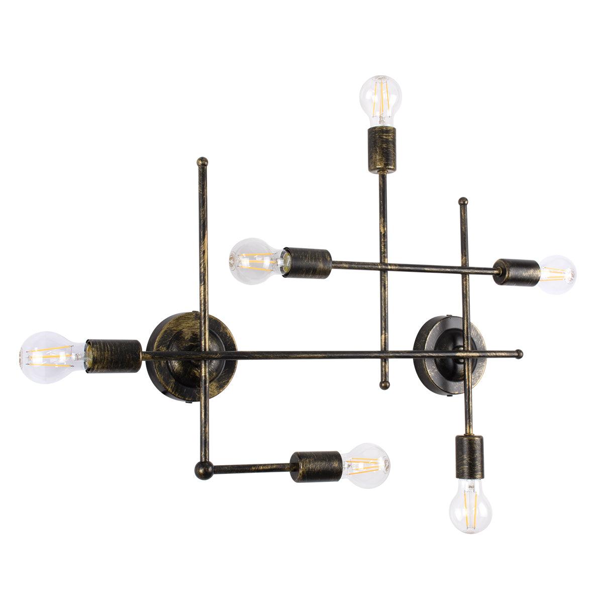 GloboStar® PIPING 00666 Vintage Industrial Επιτοίχιο Φωτιστικό Πολύφωτο Μπρούτζινο Μεταλλικό Πλέγμα Μ66 x Π9.5 x Υ49cm - ledmania.gr