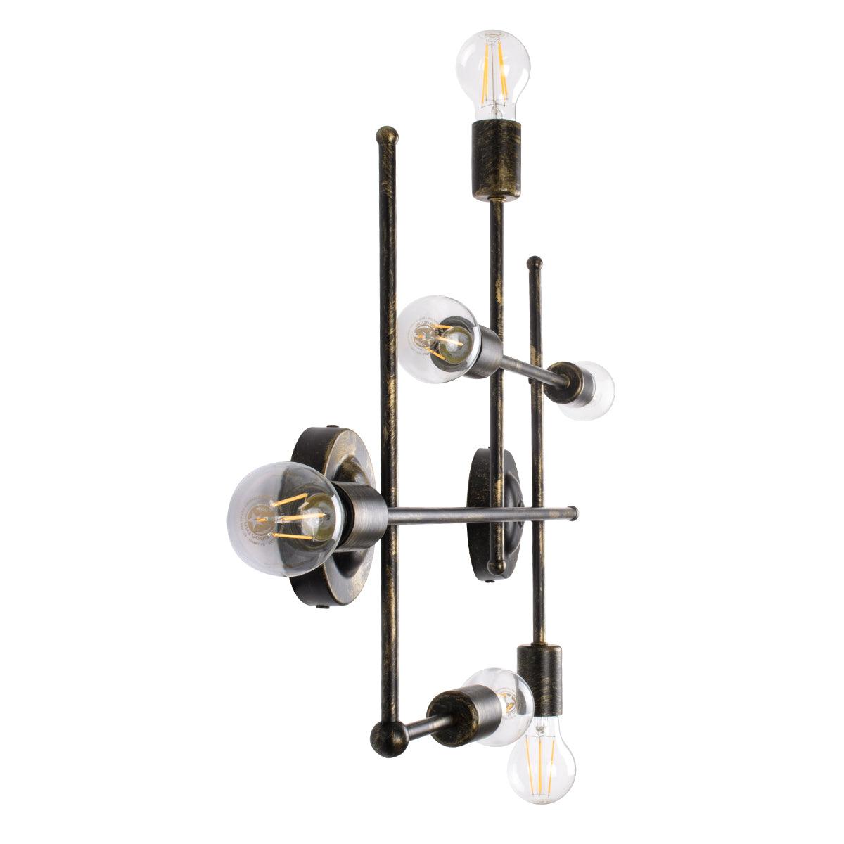GloboStar® PIPING 00666 Vintage Industrial Επιτοίχιο Φωτιστικό Πολύφωτο Μπρούτζινο Μεταλλικό Πλέγμα Μ66 x Π9.5 x Υ49cm - ledmania.gr