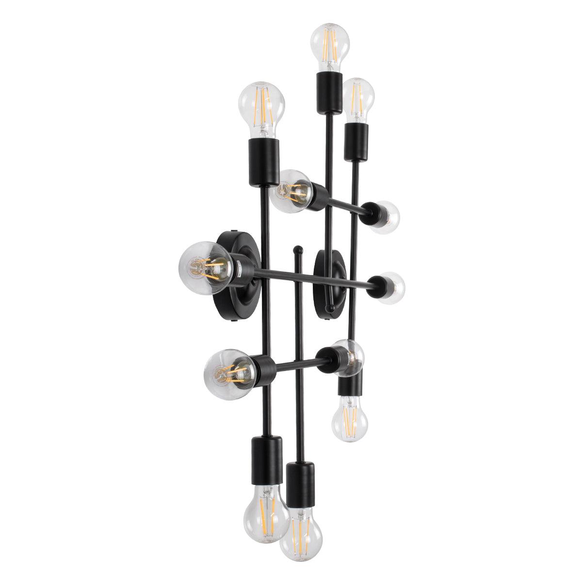 GloboStar® PIPING 00667 Vintage Industrial Επιτοίχιο Φωτιστικό Πολύφωτο Μαύρο Μεταλλικό Πλέγμα Μ78.5 x Π9.5 x Υ64cm - ledmania.gr