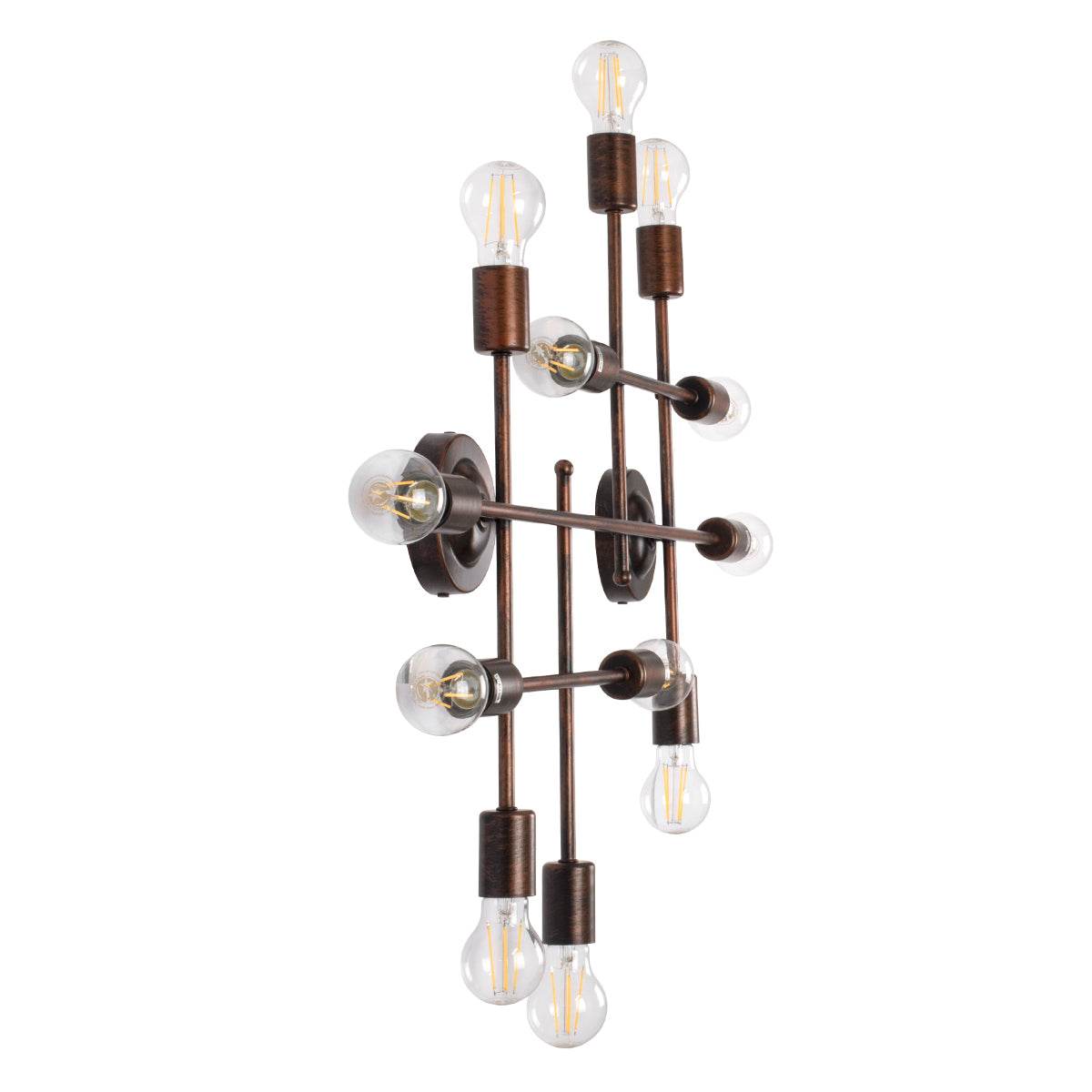 GloboStar® PIPING 00668-1 Vintage Industrial Φωτιστικό Οροφής Πολύφωτο Χάλκινο Μεταλλικό Πλέγμα Μ78.5 x Π9.5 x Υ64cm - ledmania.gr