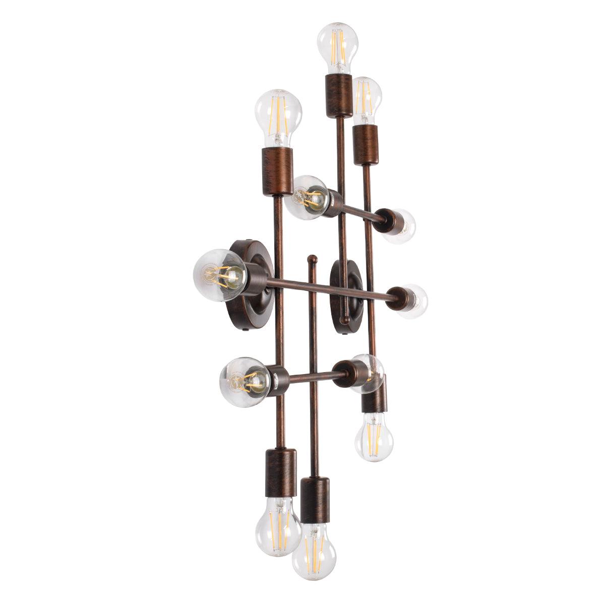 GloboStar® PIPING 00668 Vintage Industrial Επιτοίχιο Φωτιστικό Πολύφωτο Χάλκινο Μεταλλικό Πλέγμα Μ78.5 x Π9.5 x Υ64cm - ledmania.gr