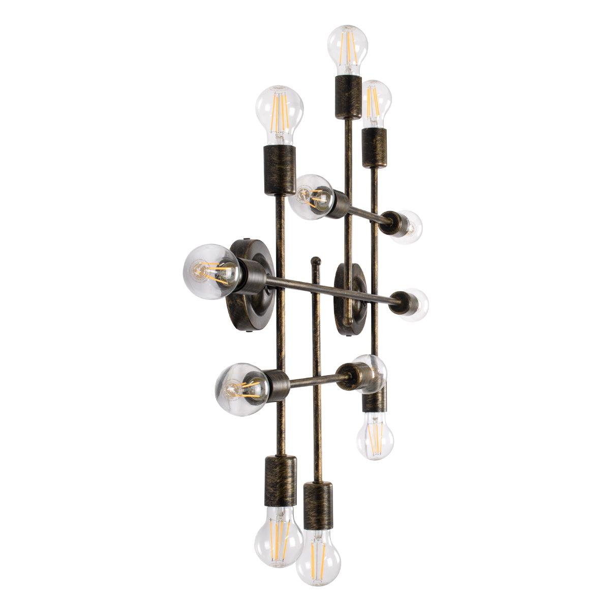 GloboStar® PIPING 00669 Vintage Industrial Επιτοίχιο Φωτιστικό Πολύφωτο Μπρούτζινο Μεταλλικό Πλέγμα Μ78.5 x Π9.5 x Υ64cm - ledmania.gr
