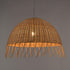 GloboStar® JAKARTA 00712 Vintage Κρεμαστό Φωτιστικό Οροφής Μονόφωτο Μπέζ Ξύλινο Ψάθινο Bamboo Καμπάνα Φ50 x Y36cm - ledmania.gr