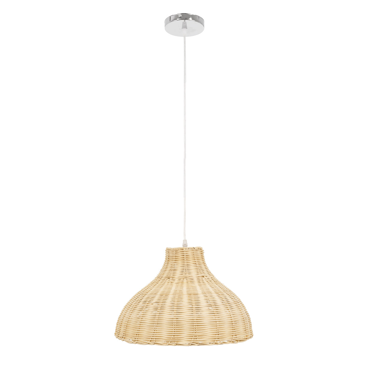 GloboStar® MAYOTTE 00724 Vintage Κρεμαστό Φωτιστικό Οροφής Μονόφωτο 1 x E27 Μπεζ Ξύλινο Μπαμπού Φ40 x Y28cm - ledmania.gr