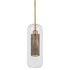 GloboStar® AVERY 00741 Μοντέρνο Κρεμαστό Φωτιστικό Οροφής Μονόφωτο Διάφανο Γυάλινο με Χρυσό Μεταλλικό Πλέγμα Φ15 x Υ60cm - ledmania.gr
