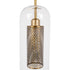 GloboStar® AVERY 00741 Μοντέρνο Κρεμαστό Φωτιστικό Οροφής Μονόφωτο Διάφανο Γυάλινο με Χρυσό Μεταλλικό Πλέγμα Φ15 x Υ60cm - ledmania.gr