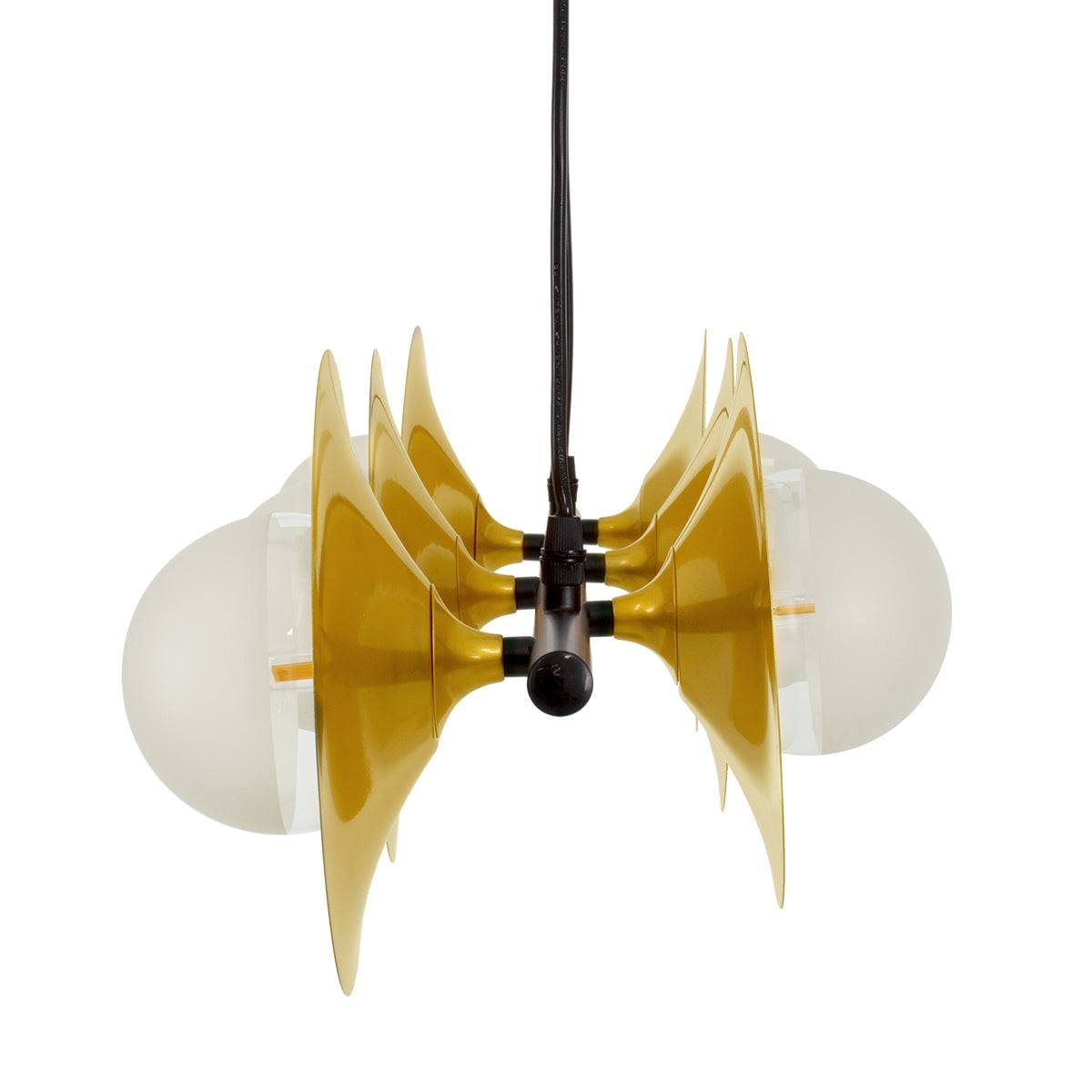 GloboStar® JOLIET 00783 Μοντέρνο Κρεμαστό Φωτιστικό Οροφής Πολύφωτο 6 x G9 AC 230V Μαύρο - Χρυσό Μεταλλικό Πλέγμα Μ95 x Π28 x Υ20cm - ledmania.gr