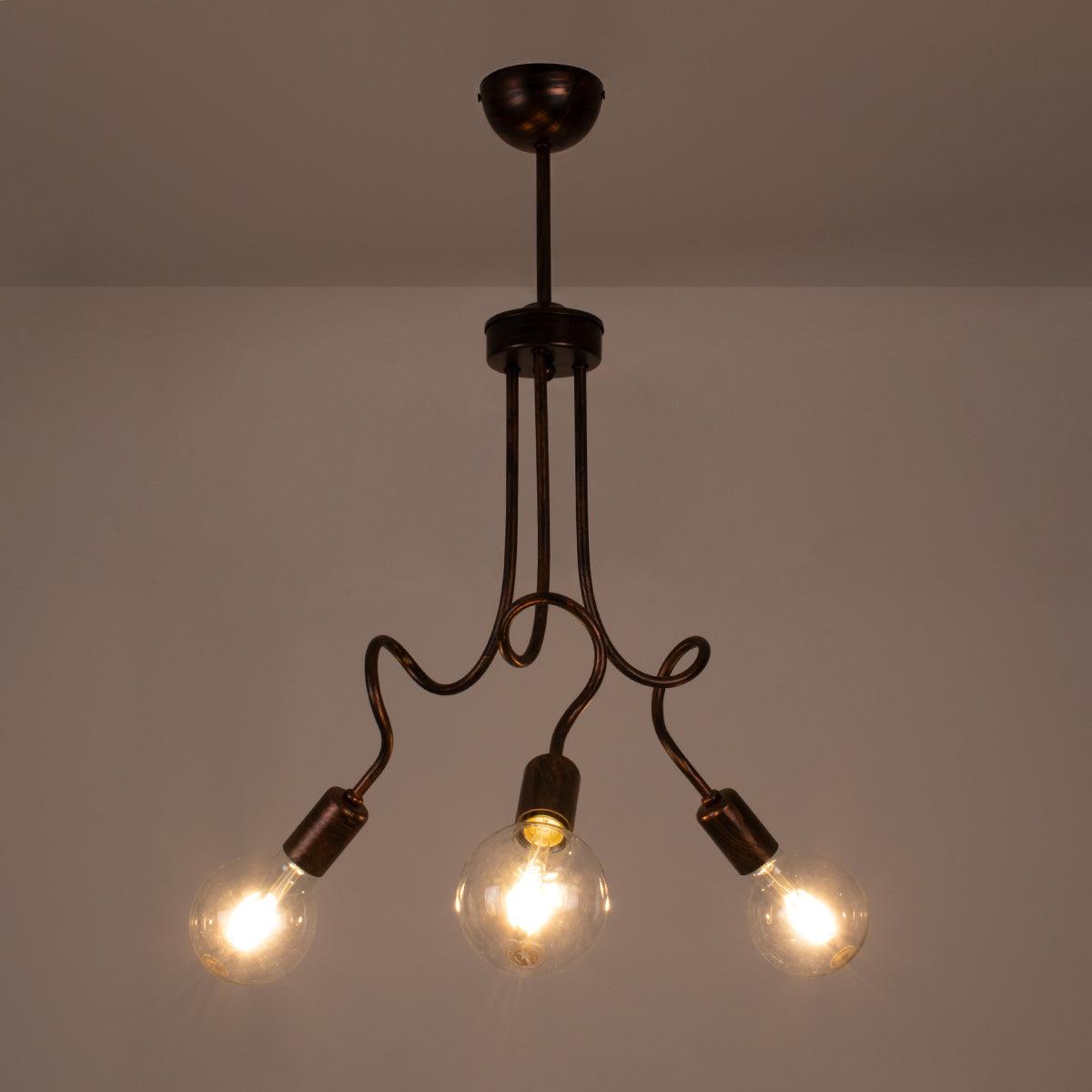 GloboStar® ASPECT 00788 Μοντέρνο Φωτιστικό Οροφής Τρίφωτο Χάλκινο Μεταλλικό Πλέγμα Φ42 x Y60cm - ledmania.gr