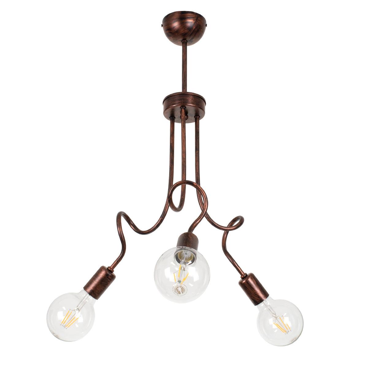 GloboStar® ASPECT 00788 Μοντέρνο Φωτιστικό Οροφής Τρίφωτο Χάλκινο Μεταλλικό Πλέγμα Φ42 x Y60cm - ledmania.gr