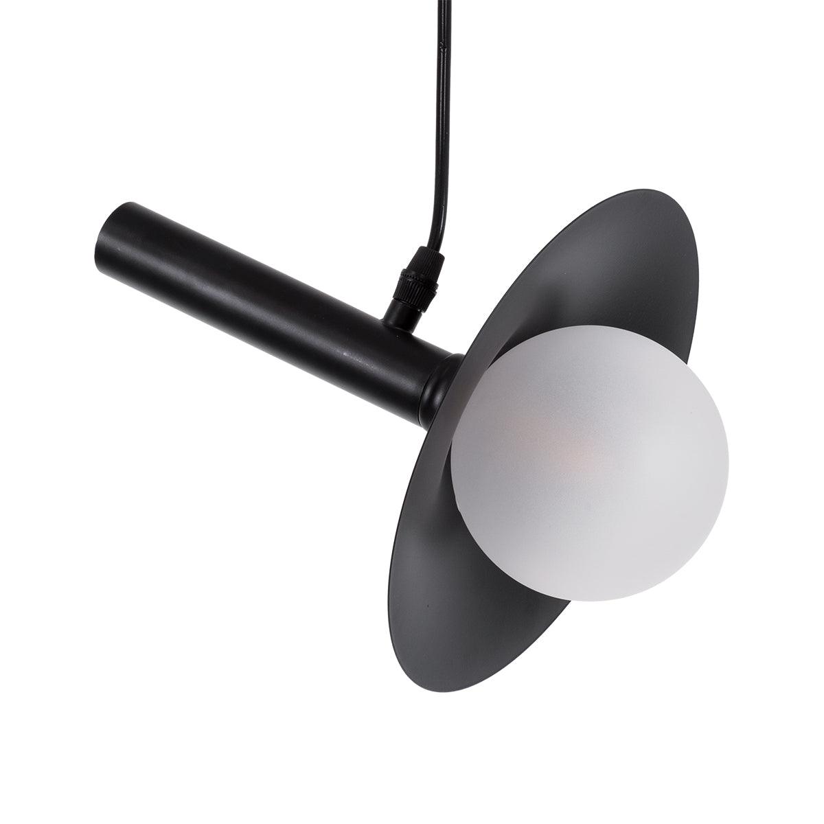 GloboStar® CELEST 00789 Μοντέρνο Μεταλλικό Κρεμαστό Φωτιστικό Οροφής Ανάρτηση με Ντουί G9 Μονόφωτο Μαύρο με Λευκό Γυαλί Φ20 x Y26.5cm - ledmania.gr