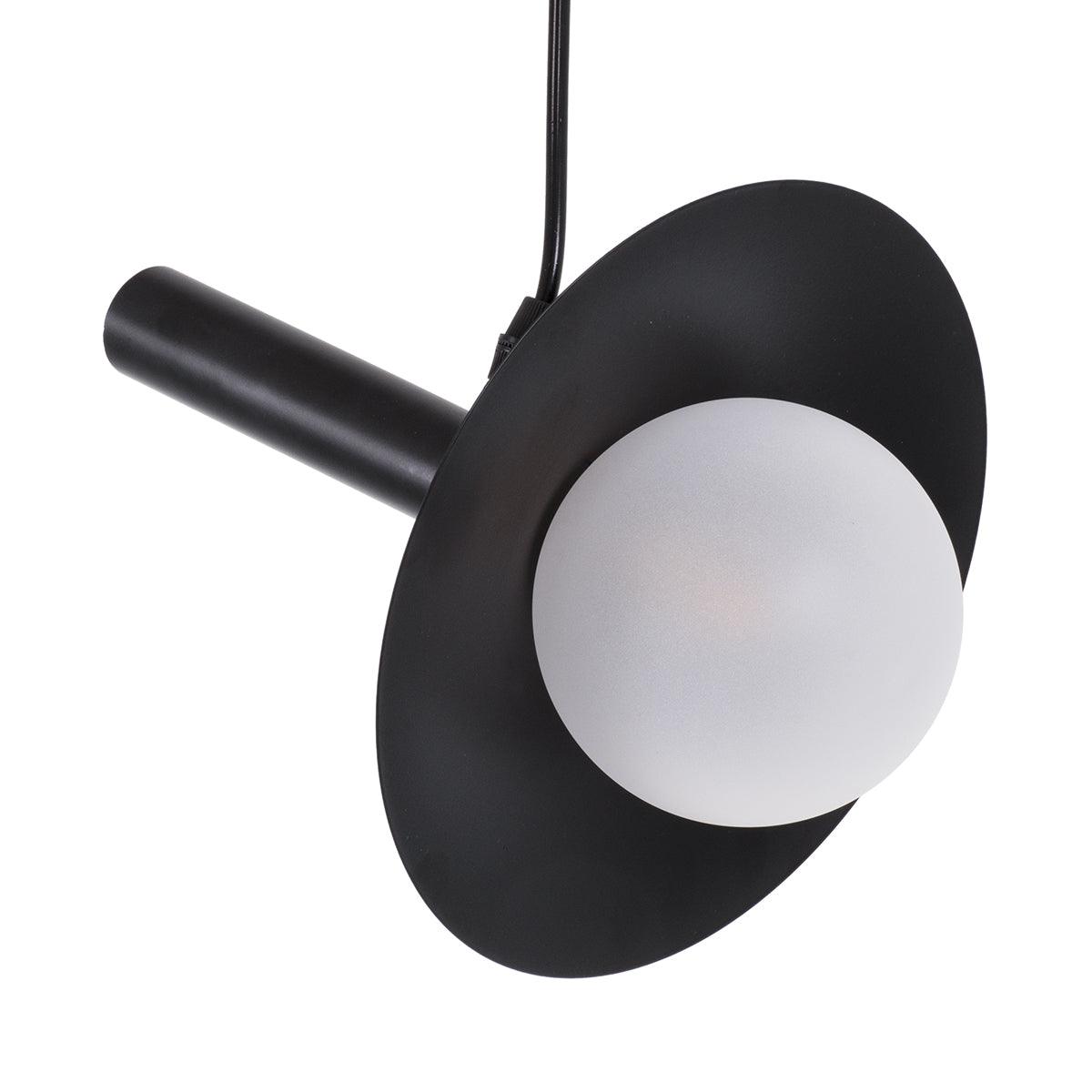 GloboStar® CELEST 00789 Μοντέρνο Μεταλλικό Κρεμαστό Φωτιστικό Οροφής Ανάρτηση με Ντουί G9 Μονόφωτο Μαύρο με Λευκό Γυαλί Φ20 x Y26.5cm - ledmania.gr